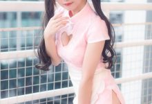 粉色旗袍美女爆乳事业线性感美女cos图片-套图岛