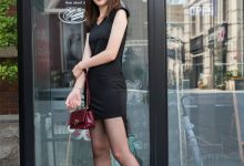 SIW斯文传媒 韩版黑色紬缎裙摆不对称连衣裙 - 芳榕 [63P]-套图岛