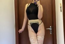 美邵女Baby - 白色嵌花肉丝+黑丁[26P+1V-99MB]-套图岛