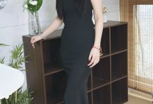 丝韵摄影 NO.3382 小意 香槟色新中式改良旗袍裙-套图岛