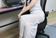 丝韵摄影 NO.3396 晨晨 御姐风黑色网纱拼接v领包臀开叉长裙-套图岛