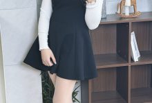 丝韵摄影 NO.3444 阿娇 温柔纯欲风 奶绿色方领长袖开叉连衣裙-套图岛