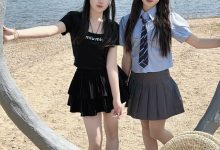 丝韵摄影 NO.3445 小意 学院风 米白色P+olo领短袖 A字短裤-套图岛