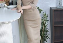 丝韵摄影 NO.3474 阿娇 清新学院风 浅蓝色polo领修身连衣裙-套图岛